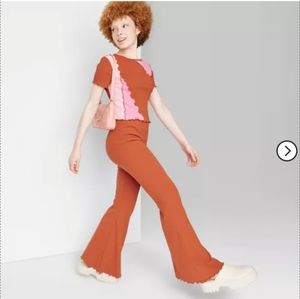 NWT, wild fable,Women's, XS, Rustic Orange, High-Waisted, Ribbed, Flare Leggings